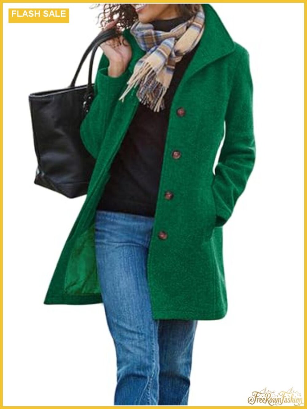 Womens Wool Blend Trench Coat Long Single Breasted Pea Coat Winter